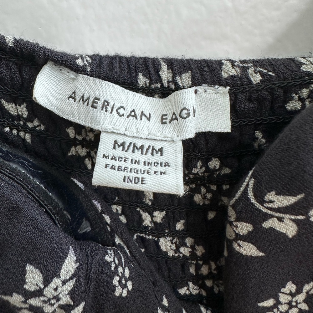 American Eagle Black White Floral Tube Jumpsuit Strapless Women’s M - Picture 5 of 6
